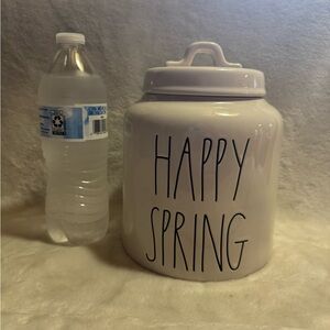 Rae Dunn Cream 'Happy Spring' Ceramic Canister